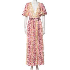 ROCOCO SAND Avana Leopard Print Puff-sleeve Maxi Dress In Orange